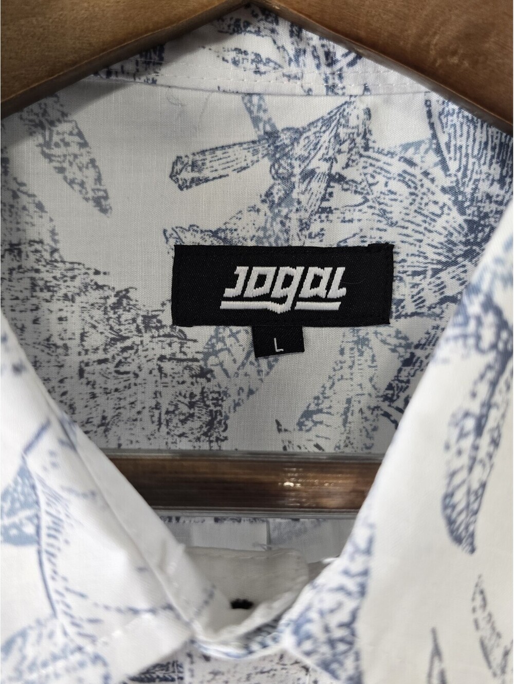 Jogal Men's Short Sleeve Hawaiian Pineapple Palm Print Shirt Size Large New - Picture 2 of 7